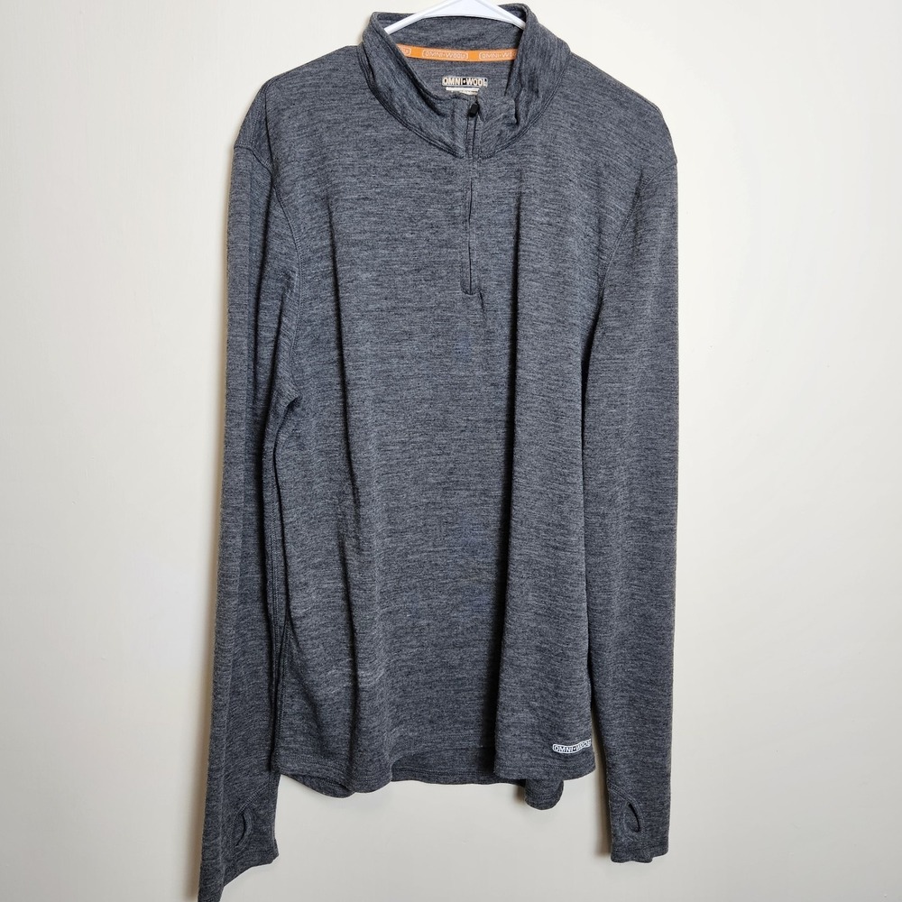 Omni-Wool Mens Half Zip Performance Pullover Gray‎ XXL